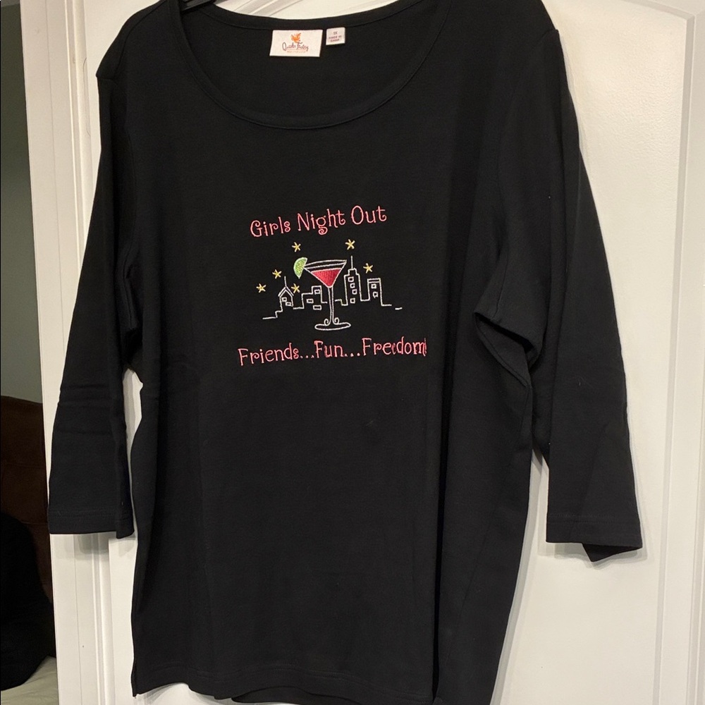Quacker Factory Black Graphic Top